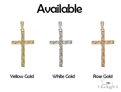 14K Gold Fancy Oval Round Cut Diamond Cross, photo 8 of 8