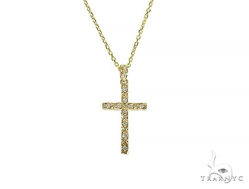 Fancy Oval Round Cut Diamond Cross Set 66285 - Image 1