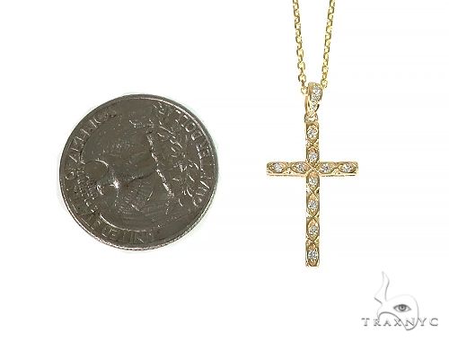 Fancy Oval Round Cut Diamond Cross Set 66285 - Image 4