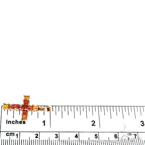 14K Gold Fire Princess Cut Sapphire Cross, photo 6 of 6