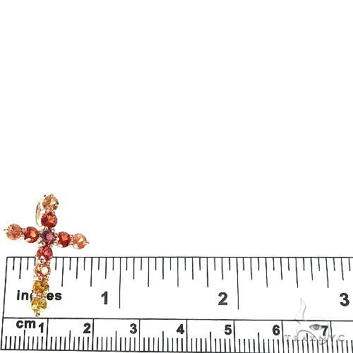14K Gold Fire Sapphire Cross Pendant, photo 5 of 6