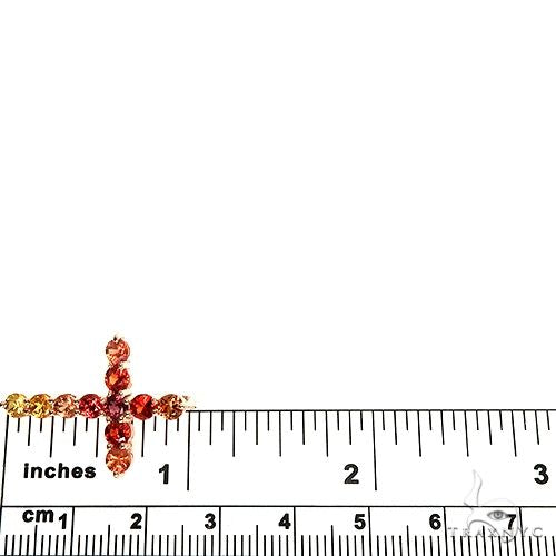 14K Gold Fire Sapphire Cross Pendant, photo 6 of 6