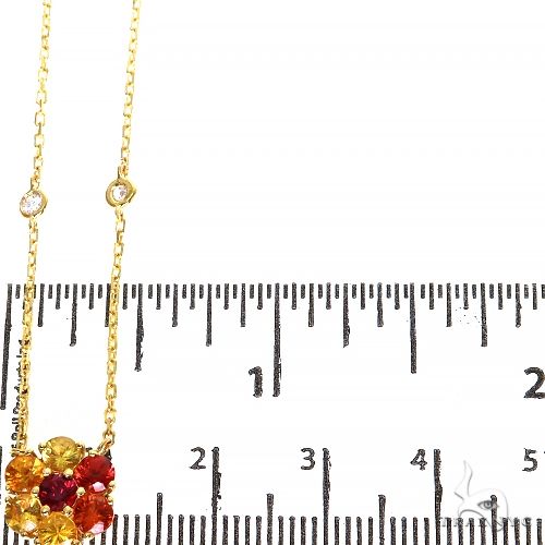 14K Gold Fire Sapphire Diamond Flower Necklace, photo 5 of 5