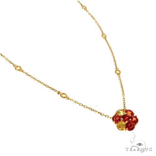 14K Gold Fire Sapphire Flower Necklace, photo 2 of 4