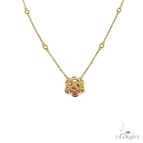 14K Gold Fire Sapphire Flower Necklace, photo 4 of 4