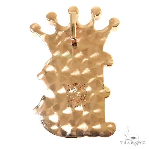 14K Gold Fire Sapphire Initial Crown Pendant, photo 4 of 7
