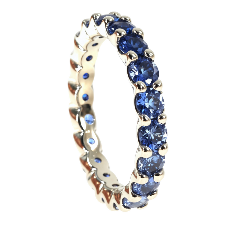 14K Gold Blue Graduated Sapphire Eternity Ring, photo 4 of 5