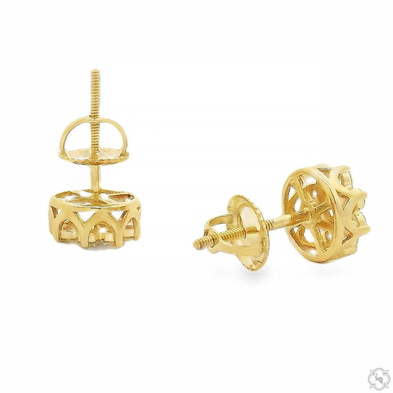 10K Gold Flower Diamond Stud Earrings, photo 5 of 7