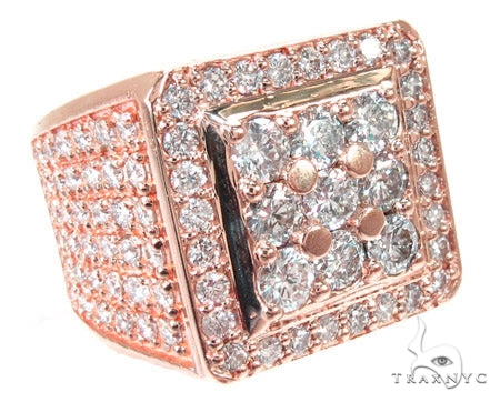 mens 14k gold diamond ring – multi-stone top-heavy setting, angled front view