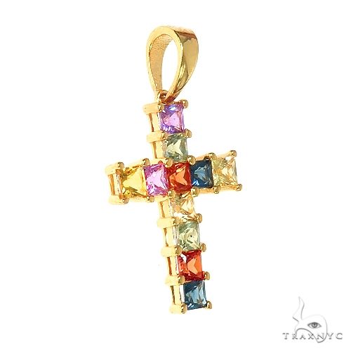 14K Gold Fruit Loop Princess Cut Cross, photo 2 of 6