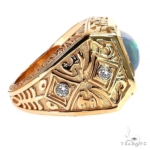 14K Gold Galactic Opal Men's Fancy Diamond Ring, photo 3 of 6