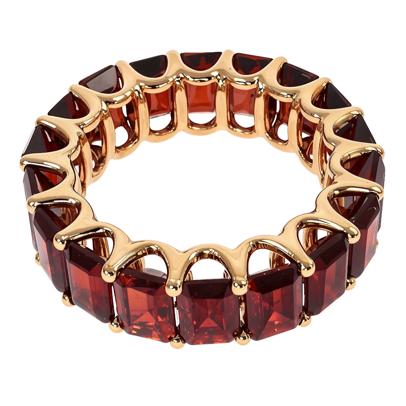 18K Gold Garnet Emerald Cut Eternity Ring, photo 2 of 5