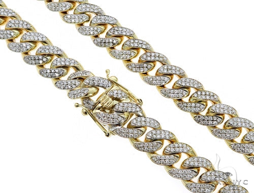 Diamond Miami Cuban link chain 30 inches 15mm wide – fully iced links, flat profile, front view