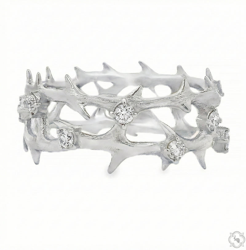 Crown of Thorns Diamond Ring in 14K gold, view 5