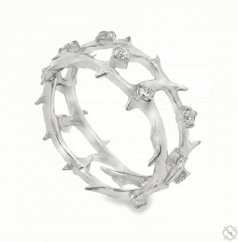 Crown of Thorns Diamond Ring in 14K gold, view 6