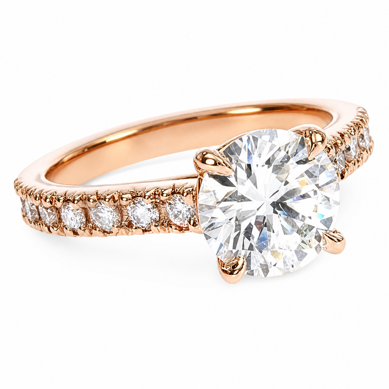 Classic Round Engagement Diamond Ring in 14K gold, view 6