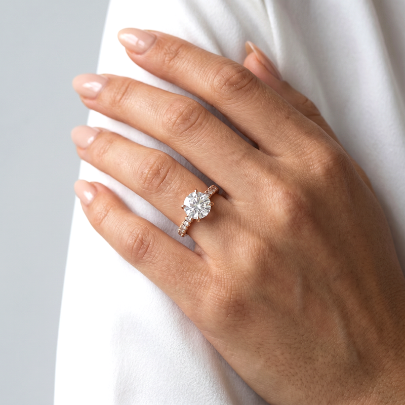Classic Round Engagement Diamond Ring in 14K gold, view 8