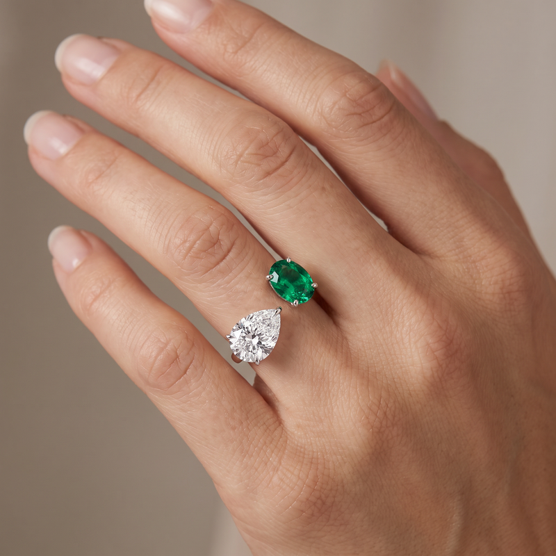 14K Gold Emerald & Diamond Ring, photo 10 of 10