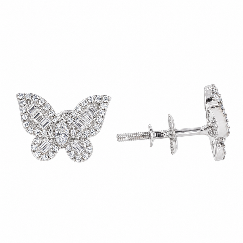 14K Gold Butterfly Luxe Diamond Earrings, photo 3 of 6