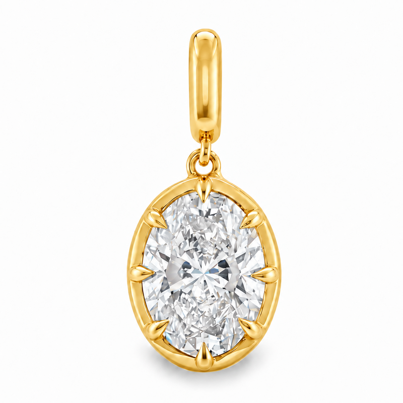 Georgian Set Oval Lab-Grown Diamond Pendant