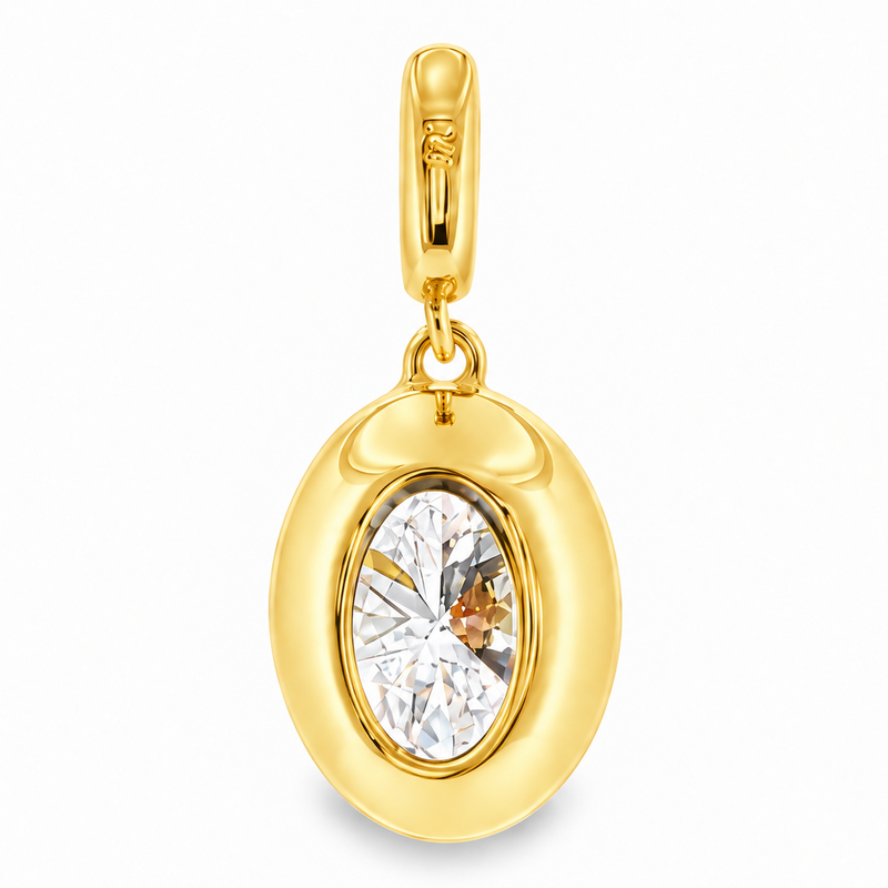 Georgian Set Oval Lab-Grown Diamond Pendant, view 6