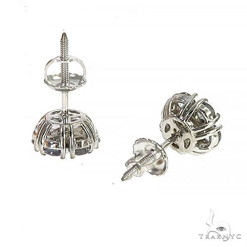 14K Gold Glacier Sapphire Diamond Flower Earrings, photo 3 of 3