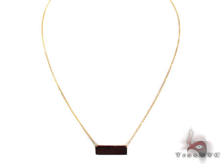 Glossy gold necklace in solid 14k yellow gold – high-polish finish, front view