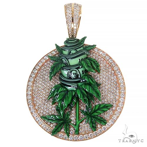 Glow In The Dark Diamond Money Weed Pendant 67439 Yellow Gold