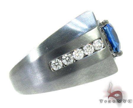 Mens 18K Gold Godfather Flawless Sapphire Ring, photo 4 of 8