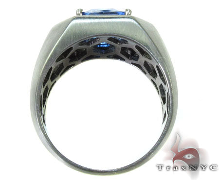 Mens 18K Gold Godfather Flawless Sapphire Ring, photo 7 of 8