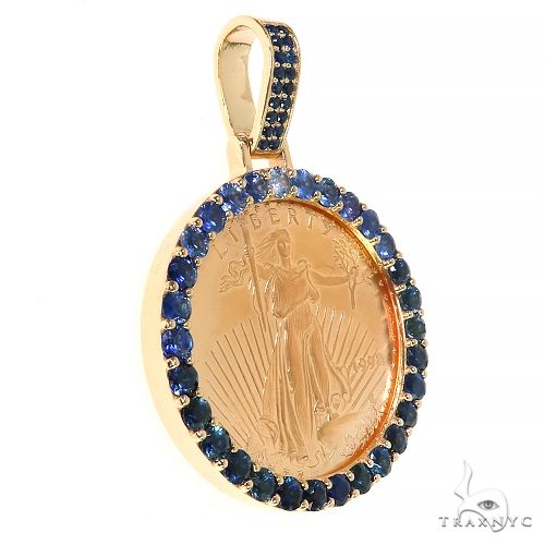 Gold 1 Ounce Sapphire Bezel Pendant, photo 2 of 6