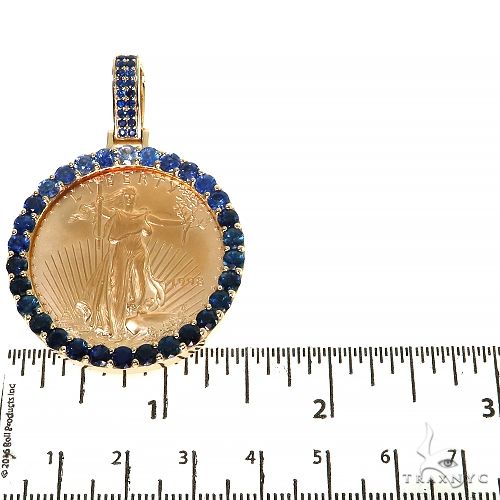 Gold 1 Ounce Sapphire Bezel Pendant, photo 5 of 6