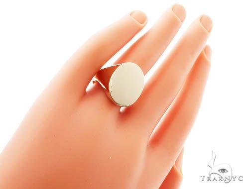 Smooth polished 14K yellow gold men's engravable front ID ring