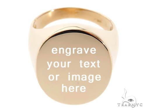 Ring Engravable Front ID Symbol Initial 14K 18K 22K Yellow White Rose Gold, photo 4 of 10