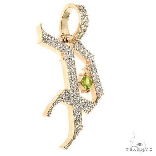 14K Gold Gothic Old English Initial Diamond Pendant, photo 2 of 6