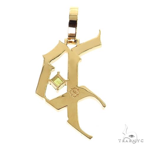 14K Gold Gothic Old English Initial Diamond Pendant, photo 4 of 6