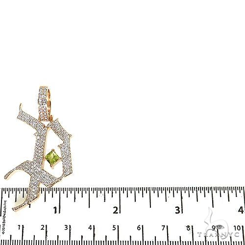 14K Gold Gothic Old English Initial Diamond Pendant, photo 5 of 6