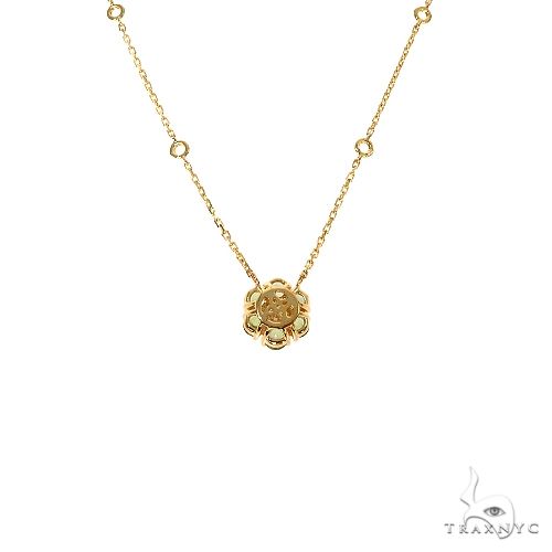 14K Gold Green Sapphire Diamond Flower Necklace, photo 4 of 5