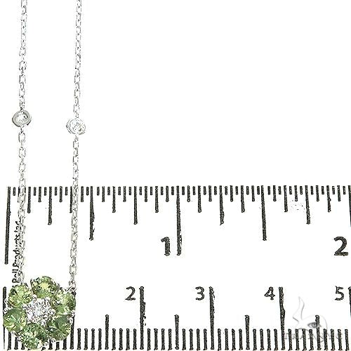 14K Gold Green Sapphire Diamond Flower Necklace, photo 6 of 6