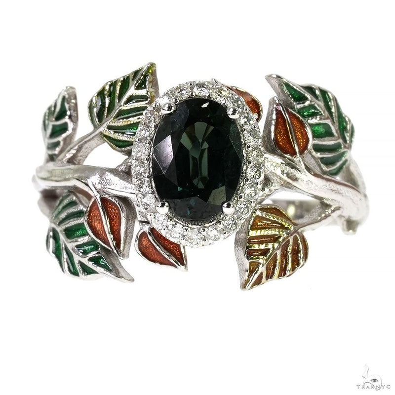 14K Gold Green Sapphire Flower Ring