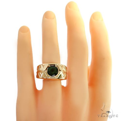 14K Gold Solitary Tuxedo Green Tourmaline Ring, photo 6 of 6