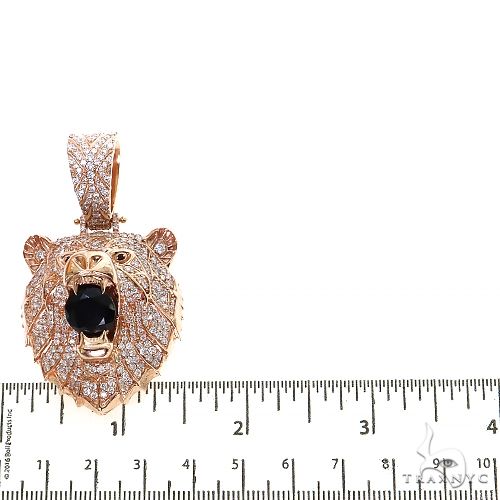 14K Gold Grizzly Bear Black Onyx Diamond Pendant, photo 4 of 6