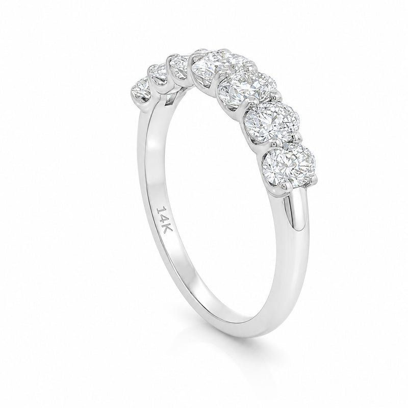 Half Eternity Oval Diamond Wedding Band in 14K gold, view 7
