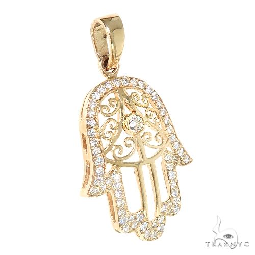14K Gold Hamsa Diamond Pendant, photo 2 of 6