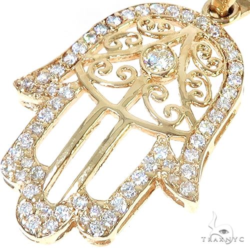 14K Gold Hamsa Diamond Pendant, photo 4 of 6