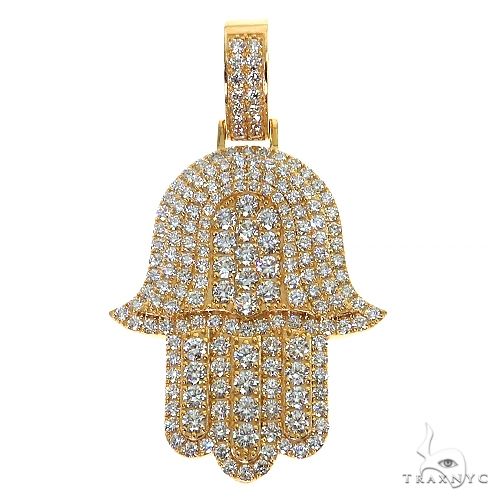 Yellow gold Hamsa pendant encrusted with multiple sparkling diamonds for men