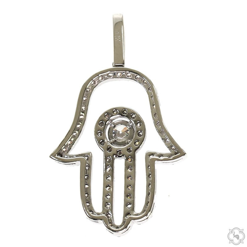 14K Gold Hamsa Lab-Grown Diamond Pendant, photo 4 of 7