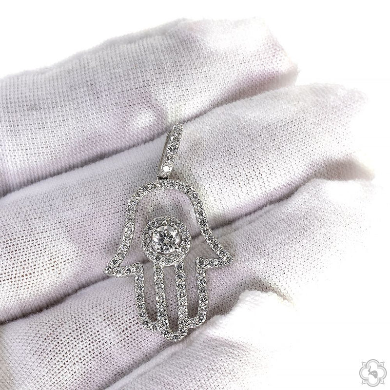 14K Gold Hamsa Lab-Grown Diamond Pendant, photo 7 of 7