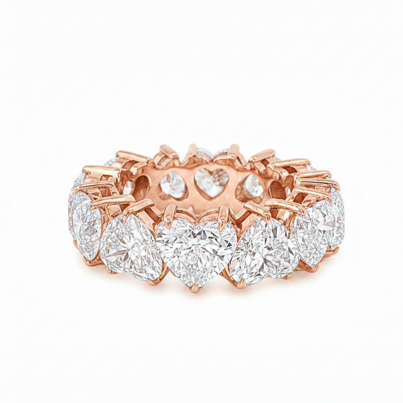 Heart Eternity Diamond Ring in 14K gold, view 3