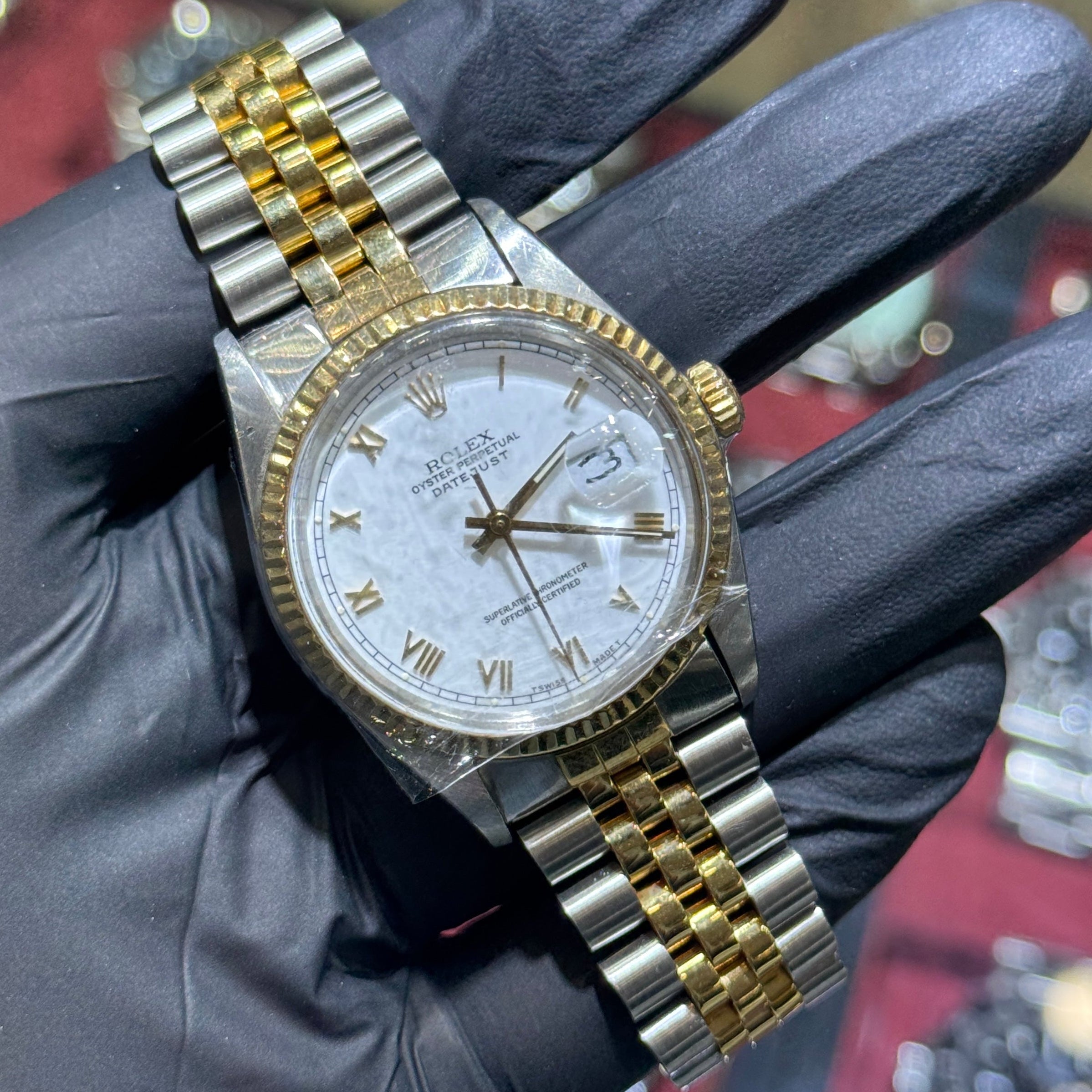 1983 Rolex Datejust 36mm TT White Roman Dial REF 16013 | TraxNYC